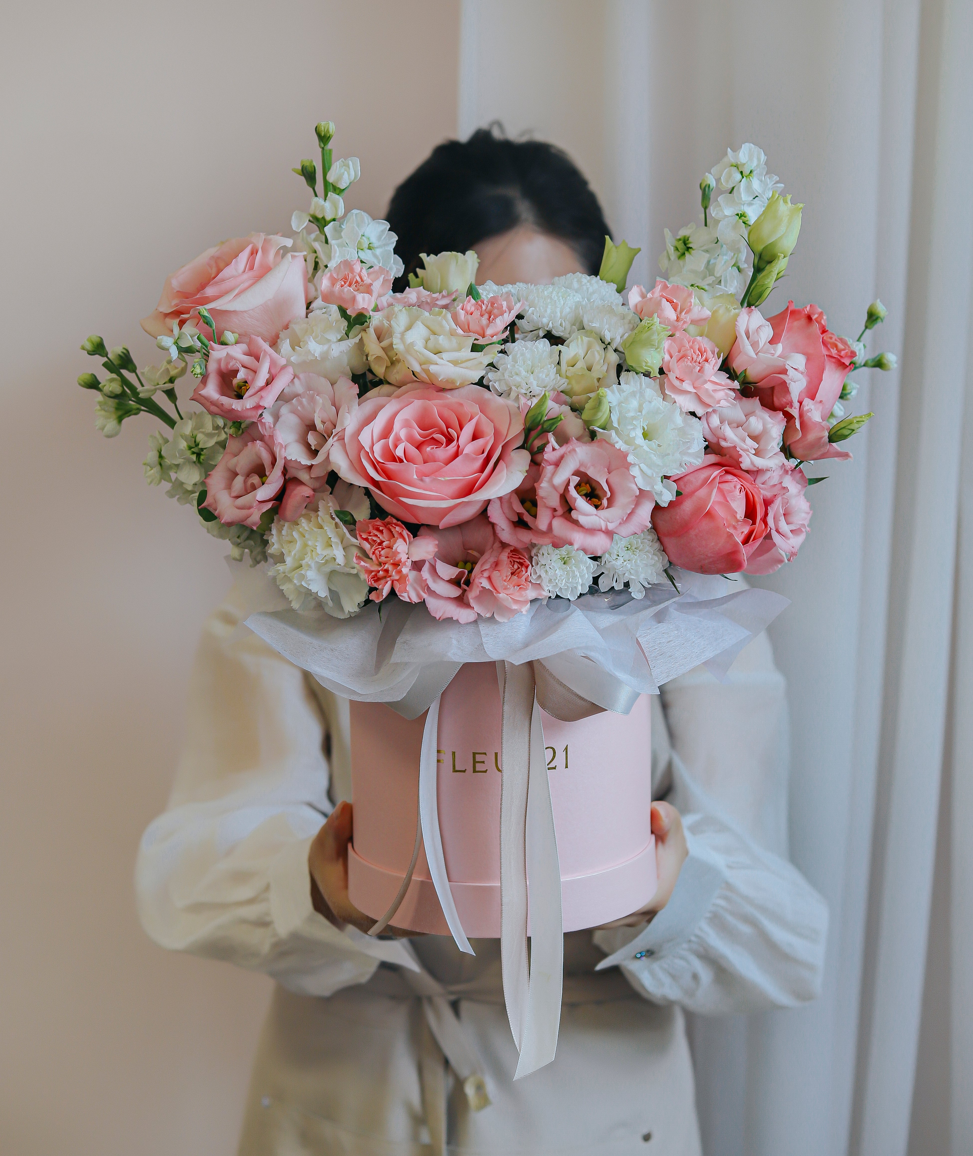 Květinový box růžový