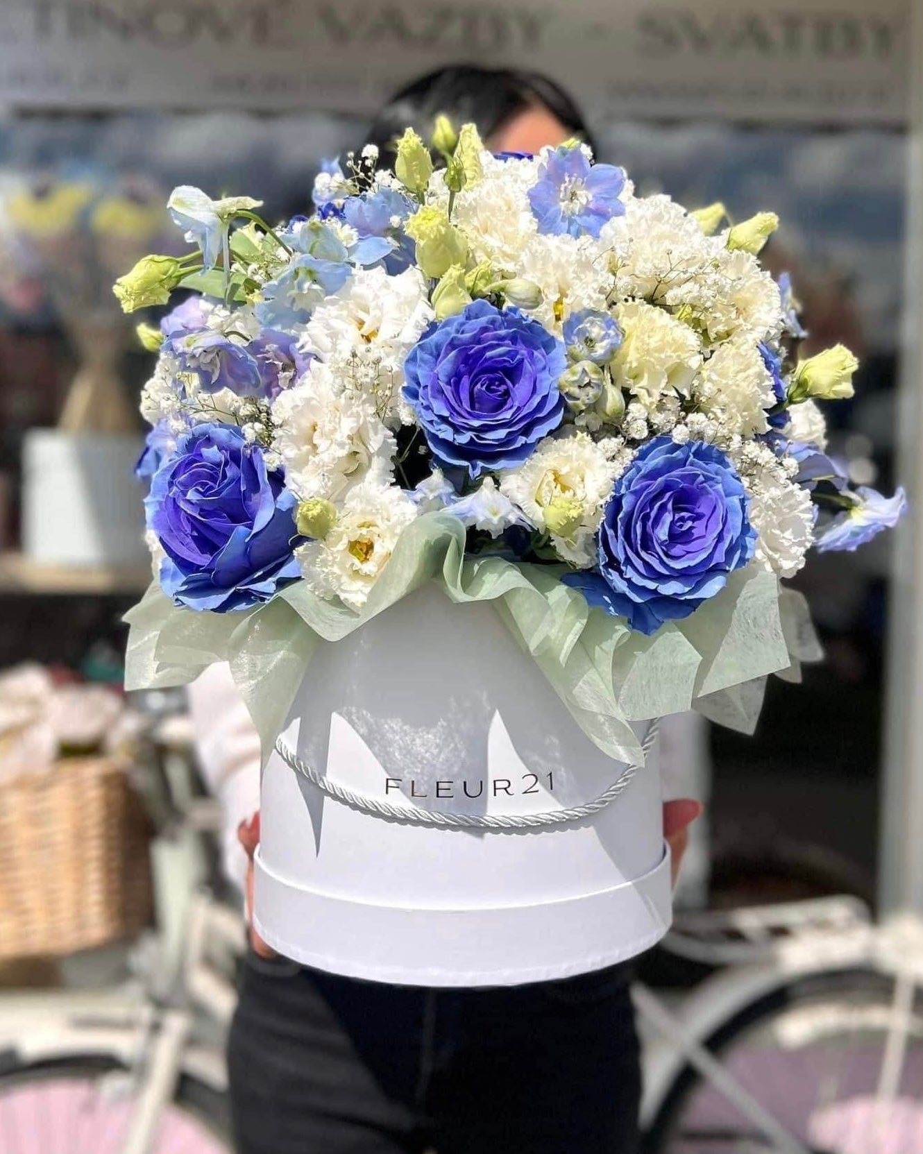 Květinový box modrý