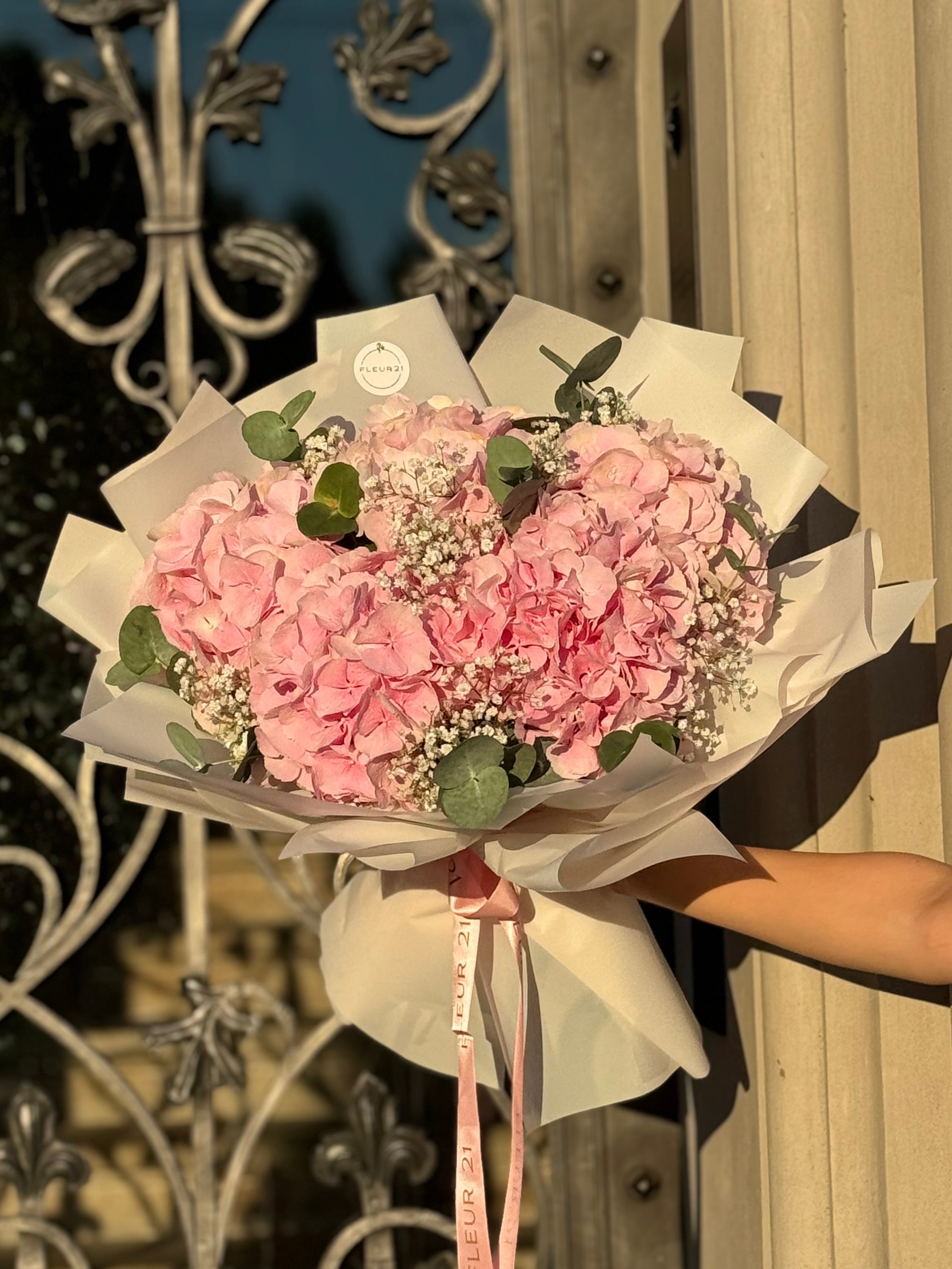 Hortenzie s gypsophilou