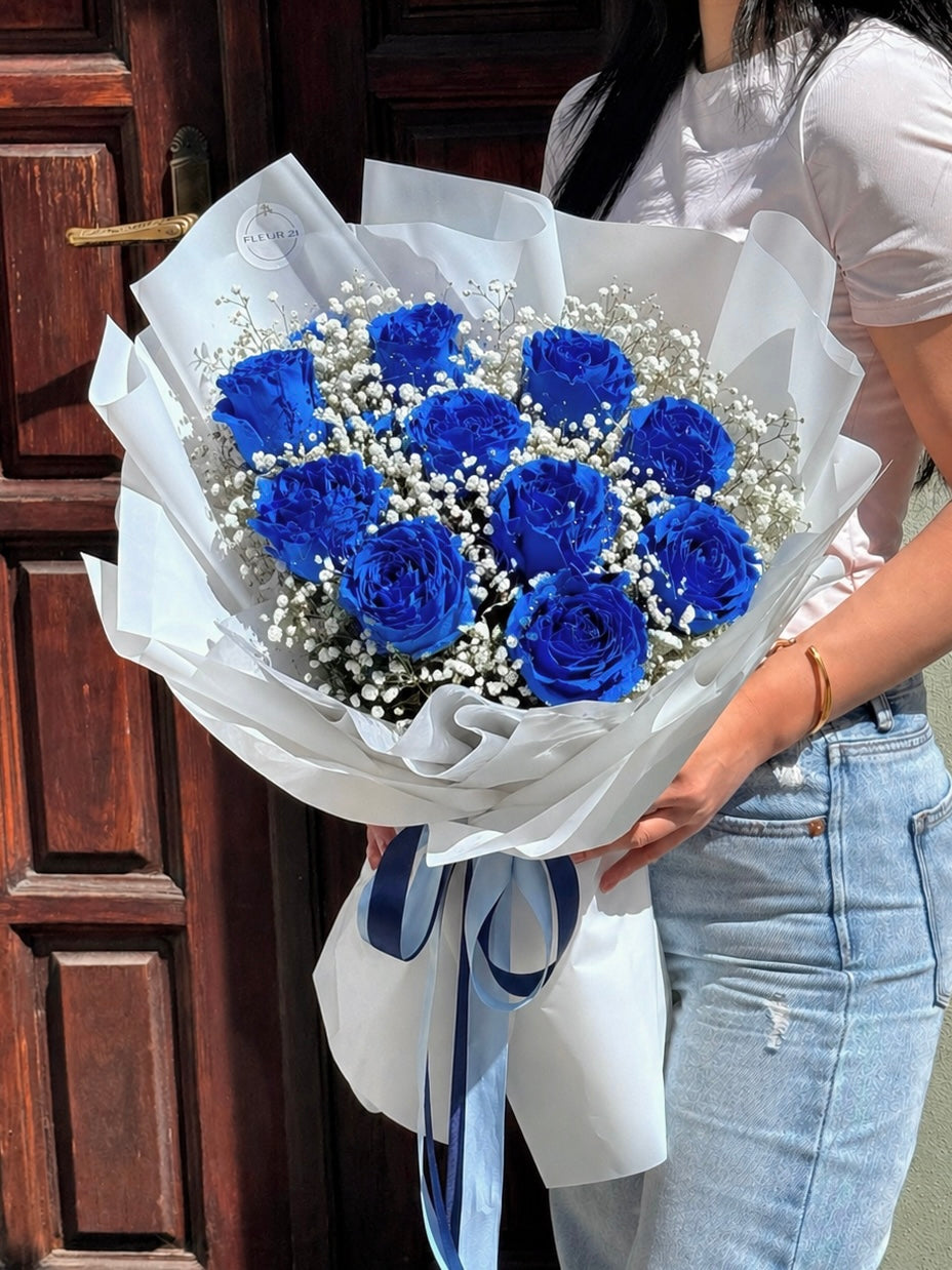 Hoa hồng xanh với baby
